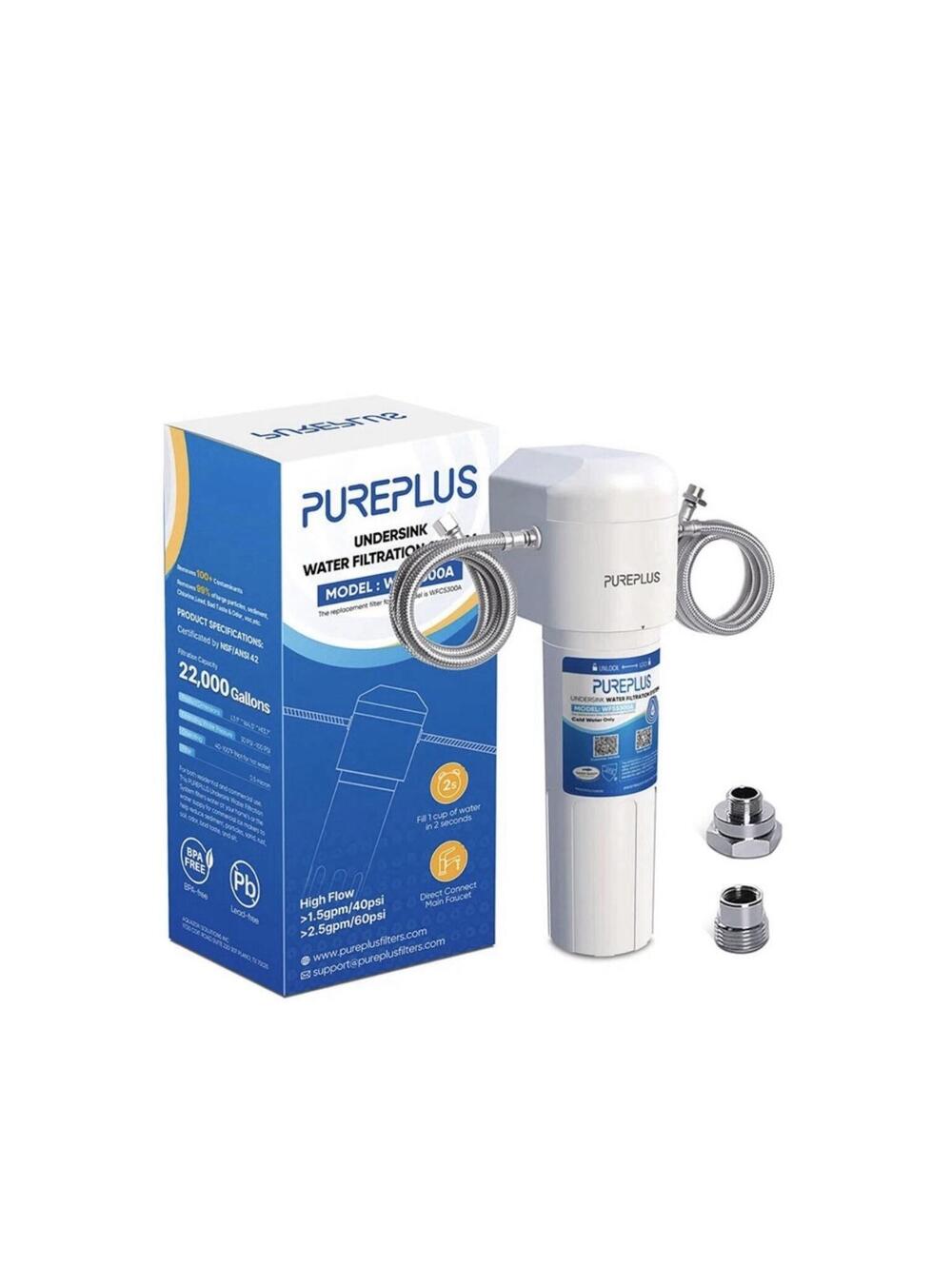 PUREPLUS WFS5300A 22000 GAL NSF/ANSI 42 CERTIFIED UNDER SINK WATER FILTER SYSTEM